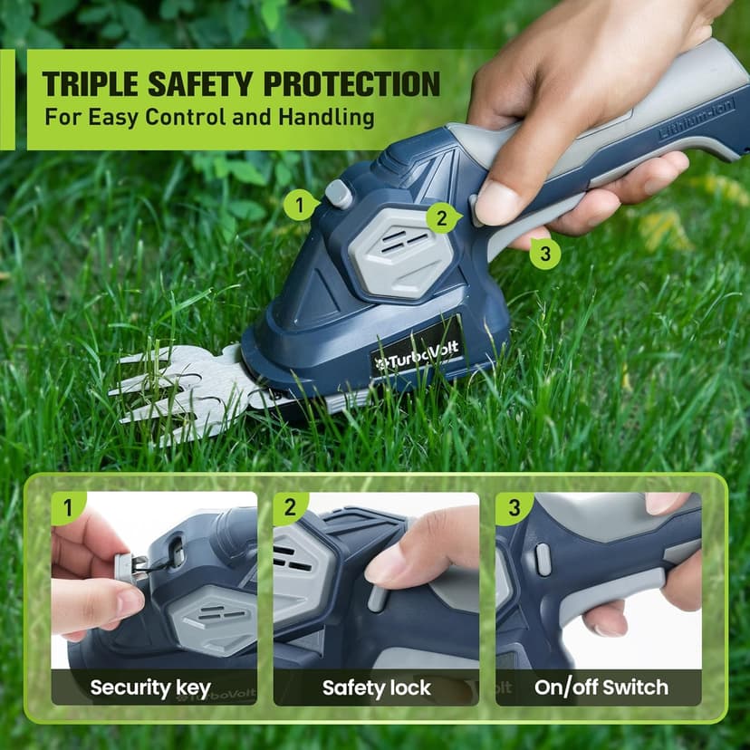 Cordless Grass Shear & Hedge Trimmer, Electric Shrub Trimmer - 2 in 1 Handheld Grass Cutter, Hedge Shear for Garden, Lawn, Rechargeable Lithium-Ion Battery and Type-C Cable Included
