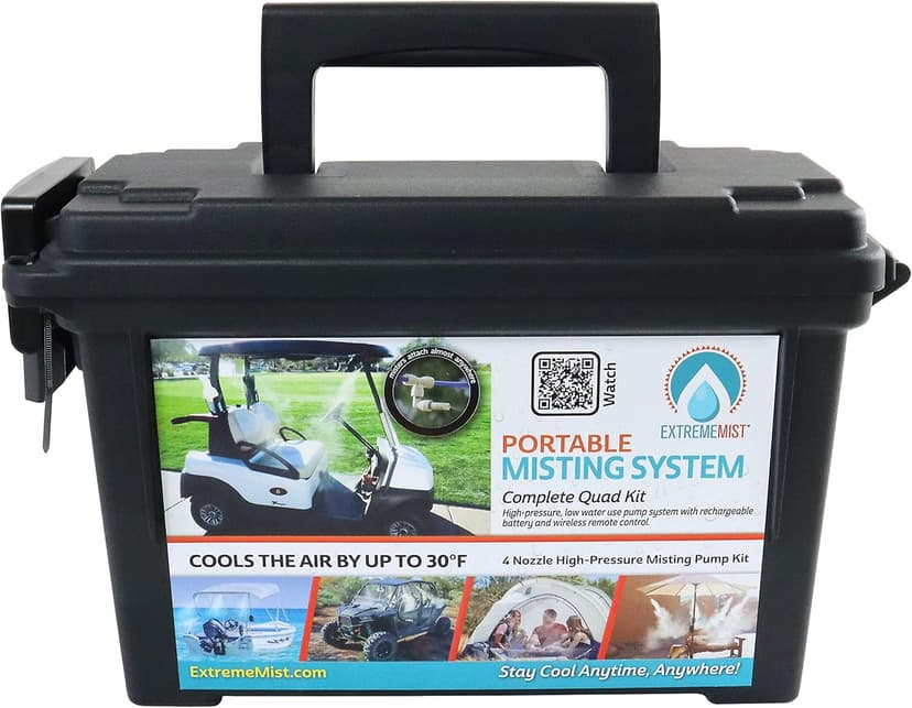 EXTREMEMIST Portable Misting System - 4 Mist Nozzles | Easy to Setup | 16 ft. Mist Line for Outdoor Patios, Golf Carts, Greenhouses, Canopy, Decks & More - Cools The air up to 30°F (17°C)!
