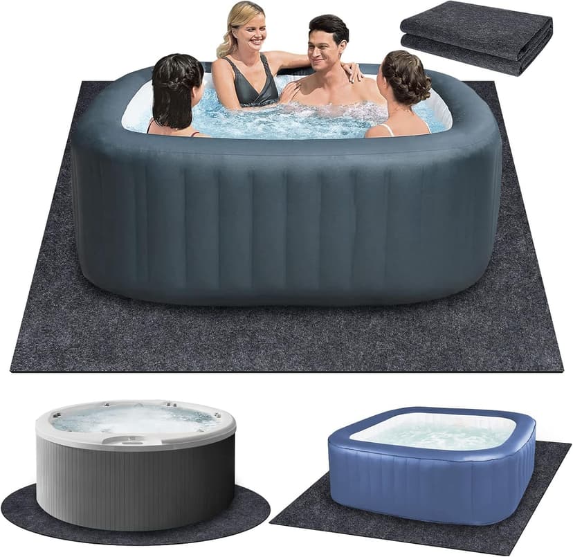 80 * 80 inch Inflatable Hot Tub Mat, Outdoor Indoor, Waterproof Slip-Proof Backing, Absorbent Spa Pool Ground Base Flooring Protector for Hot Tub