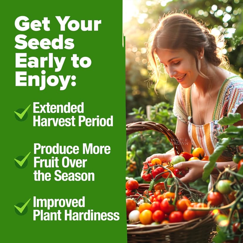 HOME GROWN Heirloom Tomato Seeds for Planting (10pk) w/Basil Seeds, 100% Non-GMO Tomatoes: Cherry, Roma, Beefsteak, Zebra, Yellow Plum, Amish Paste, Cherokee, Krim, Italian Basil, Thai Basil Seed
