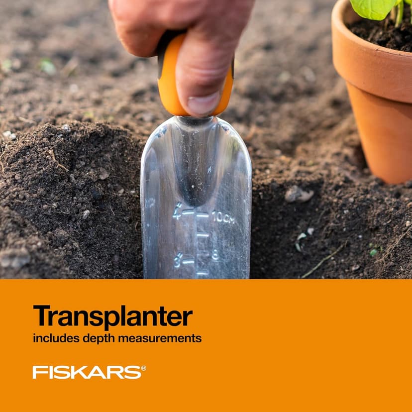 Fiskars 3-in-1 Garden Tool Set, Includes Trowel, Transplanter, and Cultivator for Outdoor Gardening, Ergonomic Yard Tool Kit