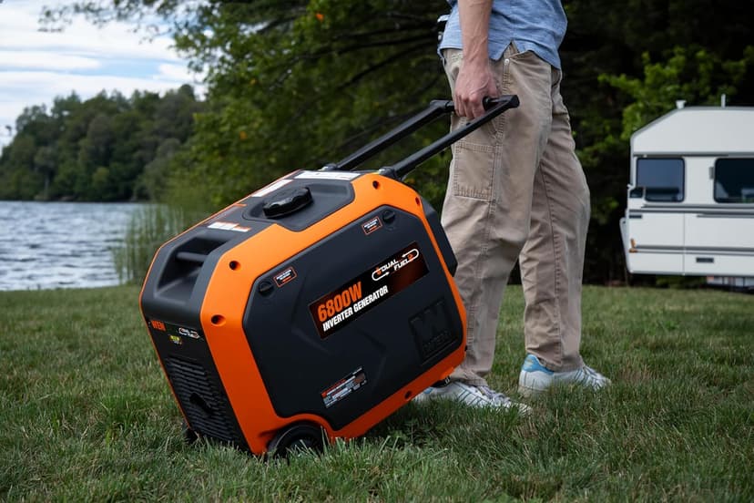 WEN Quiet 6800-Watt Dual Fuel RV-Ready Electric Start Portable Inverter Generator with Fuel Shut Off and CO Watchdog for Electric Vehicle Backup (DF680iX)