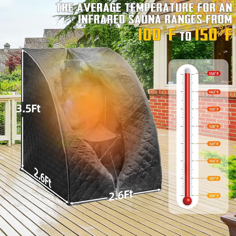 Infrared Saunas for Home, Portable Dry Sauna with Heating Foot Pad, Infrared Sauna with Sauna Chair, 2.6’ x 2.6’ x 3.5’, Black and Blue