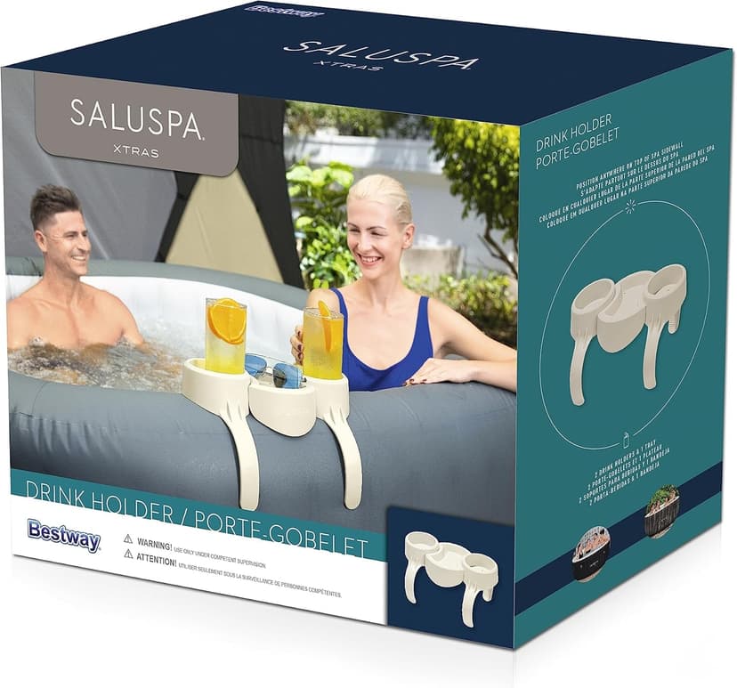 Bestway SaluSpa Inflatable Spa Drink Holder Tray | 1 Caddy Holds 2 Drinks | Outdoor Hot Tub and Spa Accessory