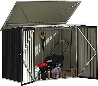 Devoko Outdoor Storage Shed 5.8 x 3.3 FT Metal Trash Shed Waterproof Outside Storage with Lid Chain Hydraulic Gas Rod for Trash Can Weeding Tools