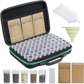 Seed Storage Box, Portable Seed Saving Box, Sturdy Seed Organizer Kit Seed Envelopes Funnel Label, Seed Container for Flower Plants Vegetable Seed, M-60 Slots