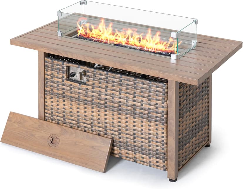Nuu Garden Fire Pit Wind Guard for Rectangular Fire Pit Table 29'' x 10'' x 6" Sturdy and Durable Flame Protective Transparent Tempered Glass Guard with Aluminum Alloy Corner Bracket