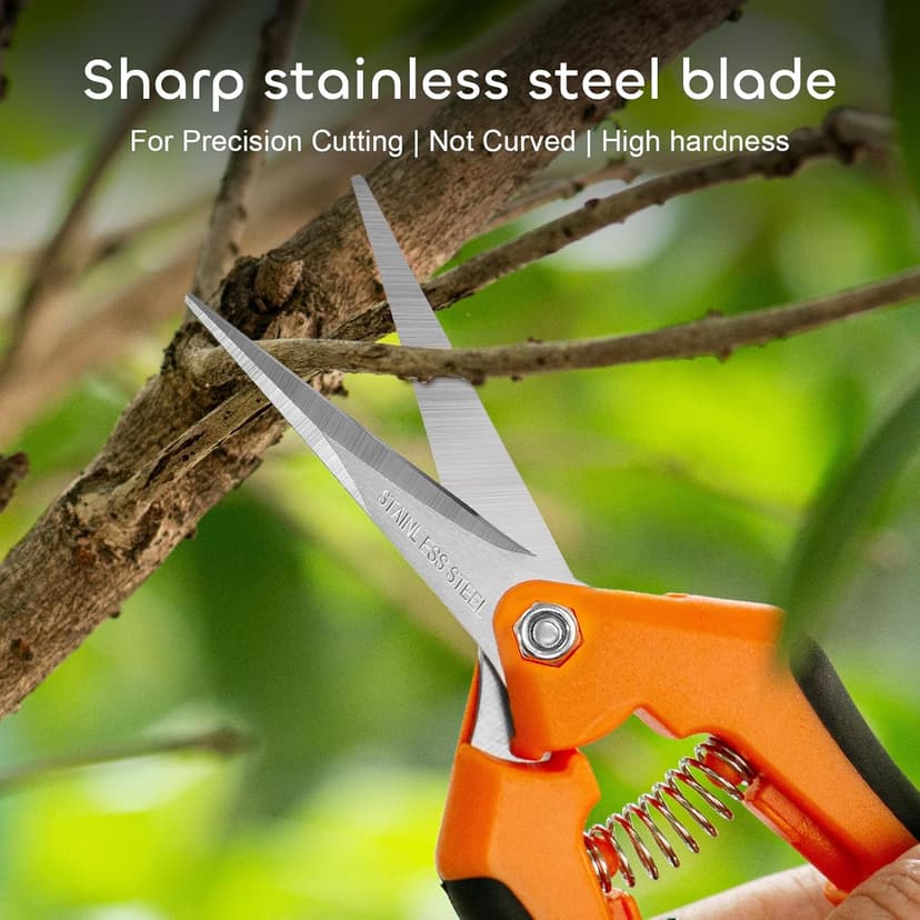 GROWNEER 3 Packs 6.5 Inch Pruning Shears Gardening Hand Pruning Snips Gardening Scissors with Straight Stainless Steel Precision Blades