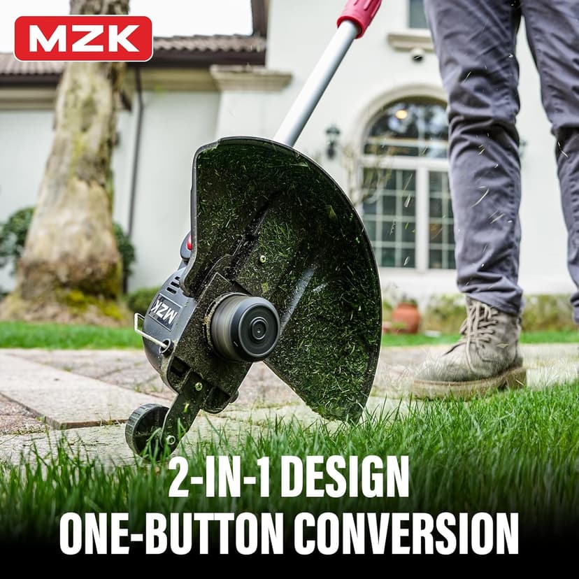 MZK 20V 12'' Cordless String Trimmer, Grass Trimmer&Edger with 4 Replacement Spools, Battery Powered Lightweight Weed Trimmer with Auto Line Feed(Battery and Fast Charger Included)