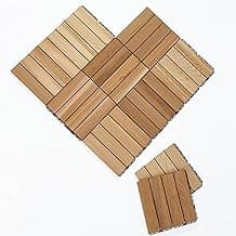 bingaai 10 Pcs Cedar Wood Interlocking Deck Tiles 12" x 12", Cedar Sauna Floor Mat Natural Finish, Wooden Floor Tiles for Balcony, Backyard, Sauna, Patio, Spa Floors, Indoor and Outdoor Use