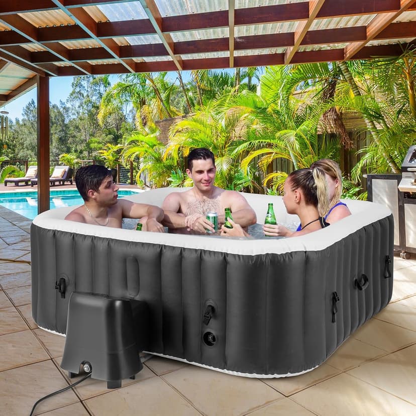 GYMAX Hot Tub Heater Pump, 1350W Electric Control Machine with Thermostatic Heating, Soothing Bubble Massage, Filtration System, LED Touch Panel & Freeze Protection, Inflatable SPA Pool Pump