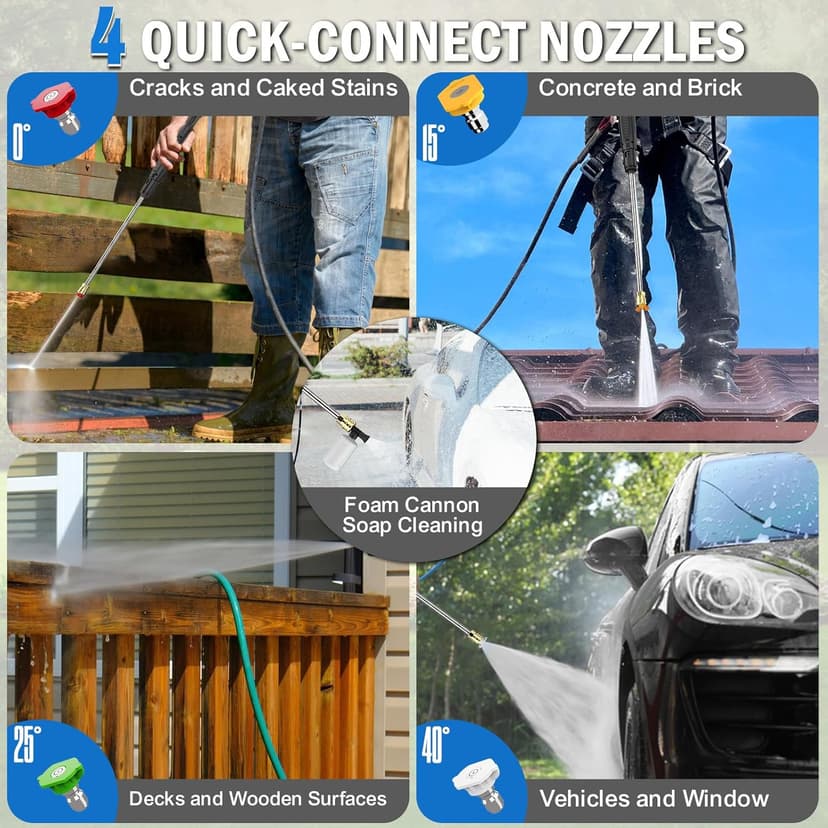 Electric Pressure Washer, 5000PSI 3.2 GPM Power Washer 2025 Upgraded with 55FT Cleaning Range, 4 Nozzles, Foam Cannon, High Pressure Cleaning Machine for Cars, Homes, Patios, Fences, Blue