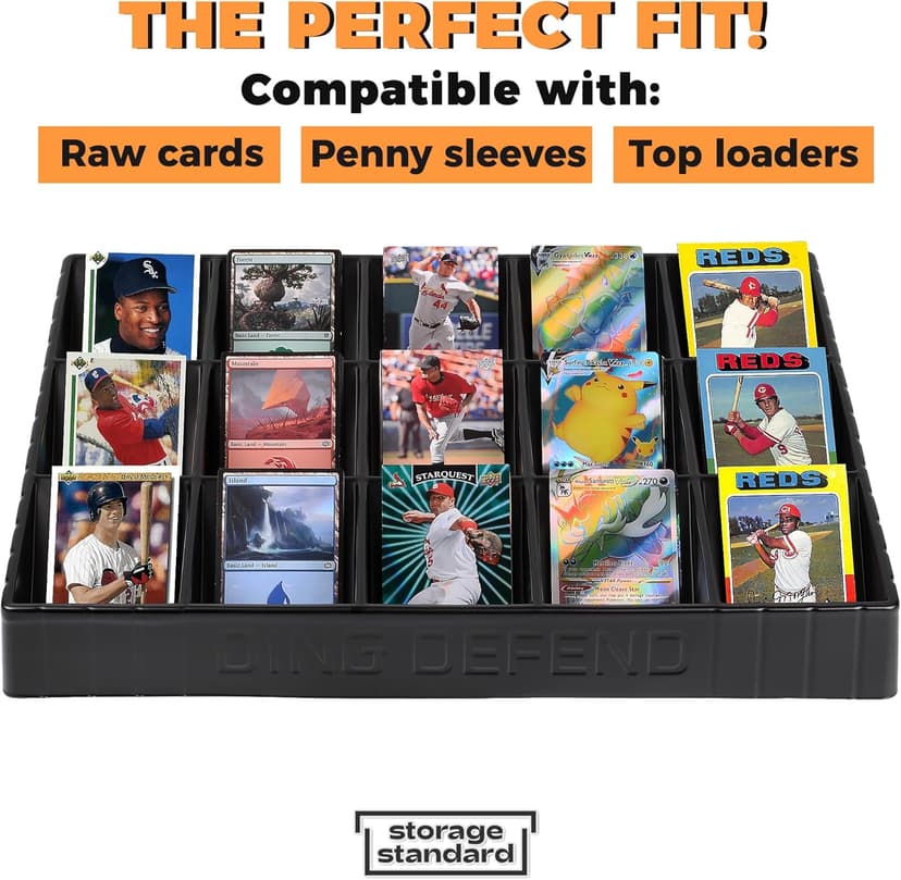 2 Pack Card Sorting Tray - Stackable Trading Cards Organizer, 15-Compartment Playing Organizing Tool - Sorter for Raw, Sleeved and Toploaders, Includes Label Dividers