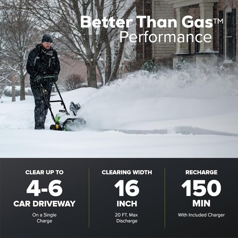 Greenworks 40V (75+ Compatible Tools) 16” Cordless Snow Blower, 5.0Ah Battery and Charger Included, SN40B410