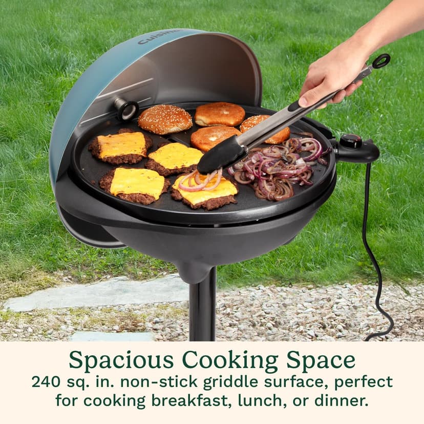 Cuisinart Indoor/Outdoor Electric Griddle, 2-in-1 Portable BBQ with Flat Top Non-Stick Cooking Surface, Adjustable Heat, Stand/Tabletop Options for Cookouts, Barbecues & Small Spaces, No Tools Needed