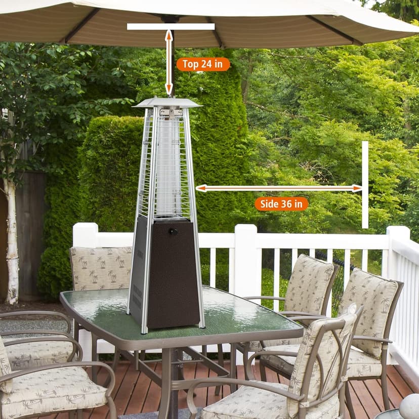Tangkula Portable Patio Heater, 10,000 BTU Outdoor Tabletop Heater with Stainless Steel Burner, Tip-Over & Flameout Protection, 34" Pyramid Mini Outdoor Heaters for Patio, Porch, Deck (Bronze)