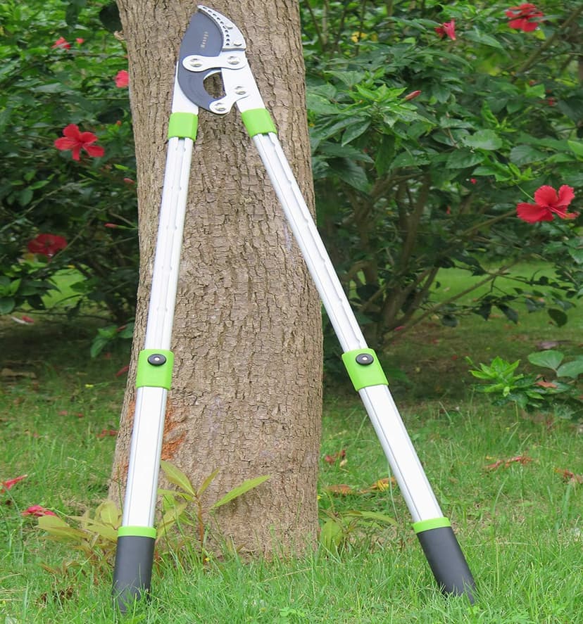 Heavy Duty Anvil & Bypass Lopper with Telescopic Handle (26-41 Inch) - 5-Layer Adjustable Garden Pruner, 2-Inch Branch Cutter for Tree Trimming