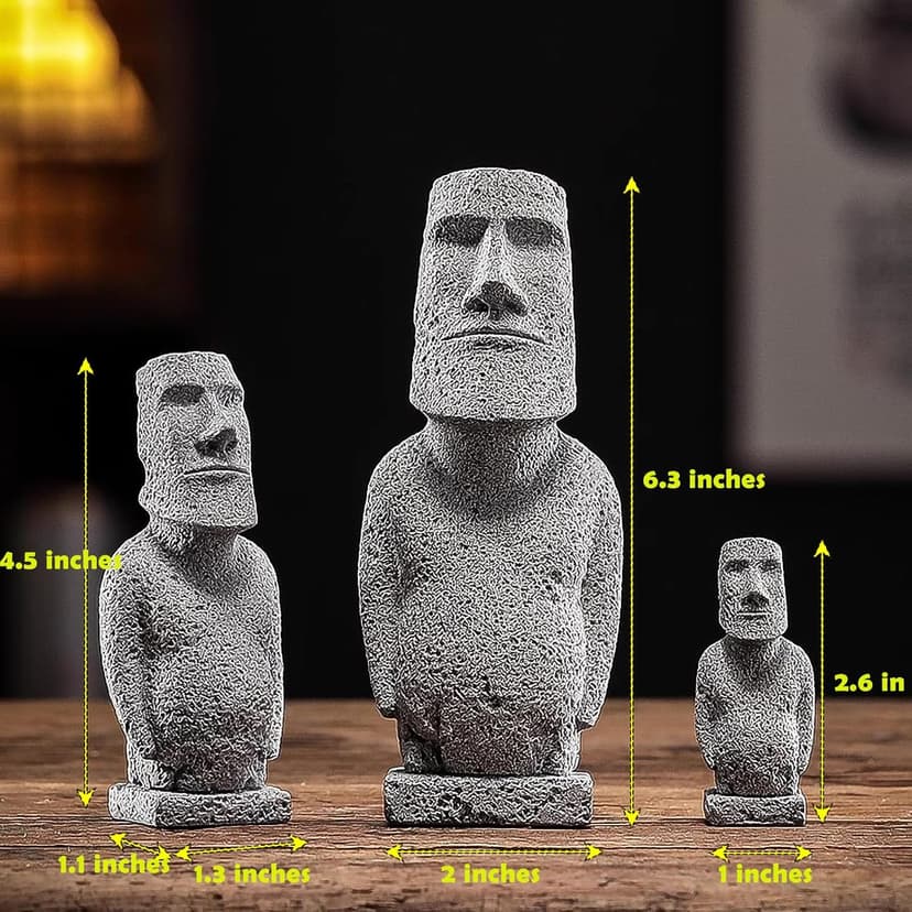 Easter Island Moai Statue - Stone Moai Figurine Decor for Home & Outdoor Garden - 3 (Large Size)