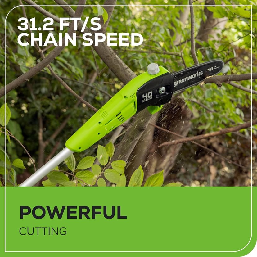 Greenworks 40V 8-Inch Cordless Polesaw, 2.0Ah Battery and Charger Included PS40B210