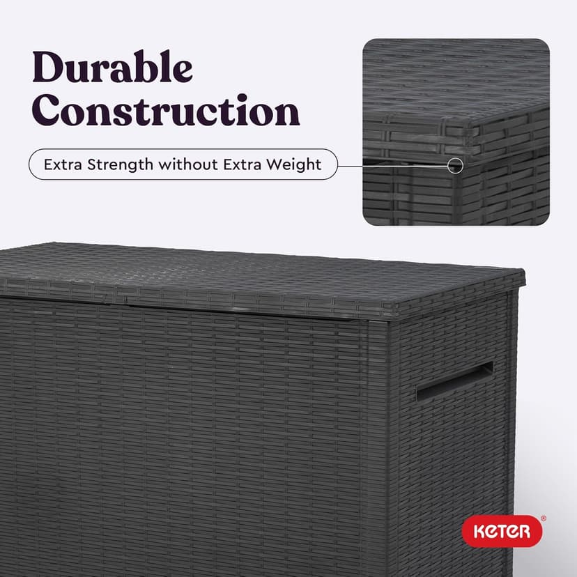Keter Java XXL 230 Gallon Resin Large Outdoor Storage Box for Patio Storage Box, Outdoor Cushions, Garden Tools and Pool Floats, Dark Grey