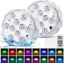 YiaMia Hot Tub Lights - 2-Pack RGB Color Battery-Powered LED Pool Lights with Remote Control and Suction Cup for Ponds, Decoration, Parties, Spas, Aquariums