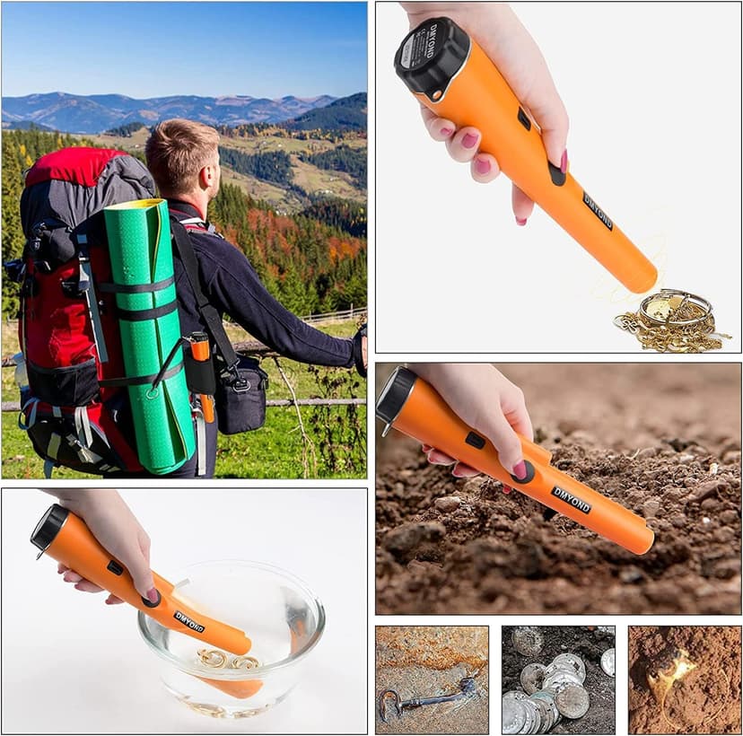 Dmyond Metal Detector Pinpointer, Professional Waterproof Handheld Pin Pointer Wand, Search Treasure Pinpointing Finder Probe with 9V Battery for Adults, Kids