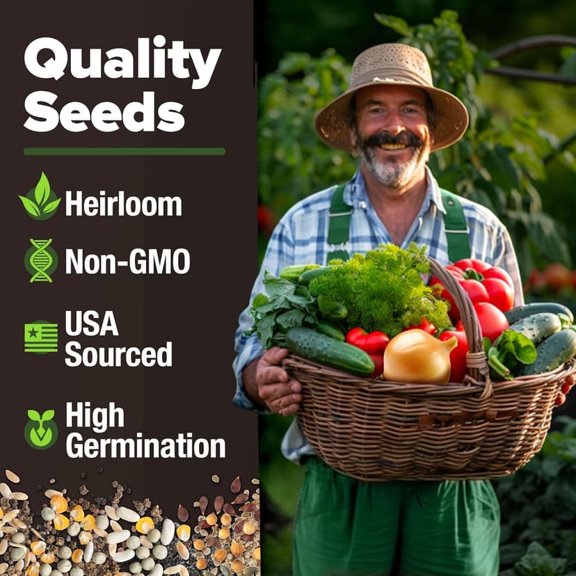HOME GROWN 55 Vegetable Seeds Pack – 28,000+ 𝗨𝗦𝗔 Heirloom 𝗡𝗢𝗡-𝗚𝗠𝗢 Seeds for Planting – Spring, Fall, Winter Garden Kit – Survival Seed Vault for Preppers & Gardeners – Gift for Men & Women