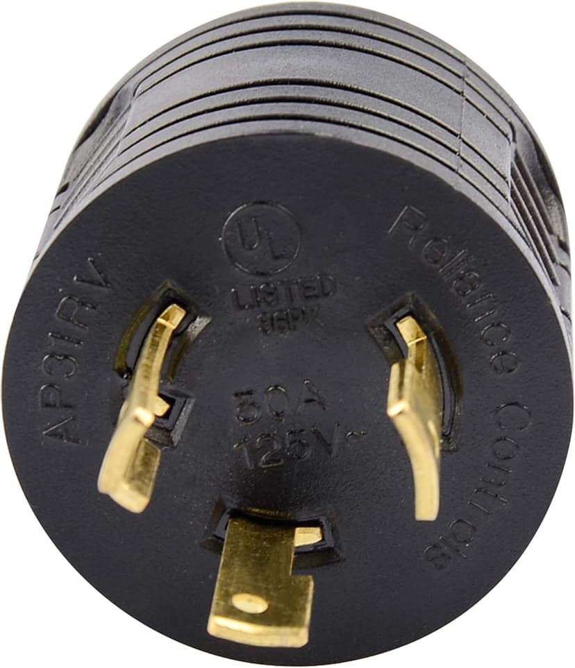 RVGUARD Generator Adapter Plug 3 Prong to RV 30 Amp, NEMA L5-30P to NEMA TT-30R Locking Adapter