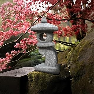 14’’ High Asian Solar-Powered Zen Pagoda Garden Statue LED Light Solar Lamp for Outdoor Japanese Decoration Aesthetic Garden Figurines