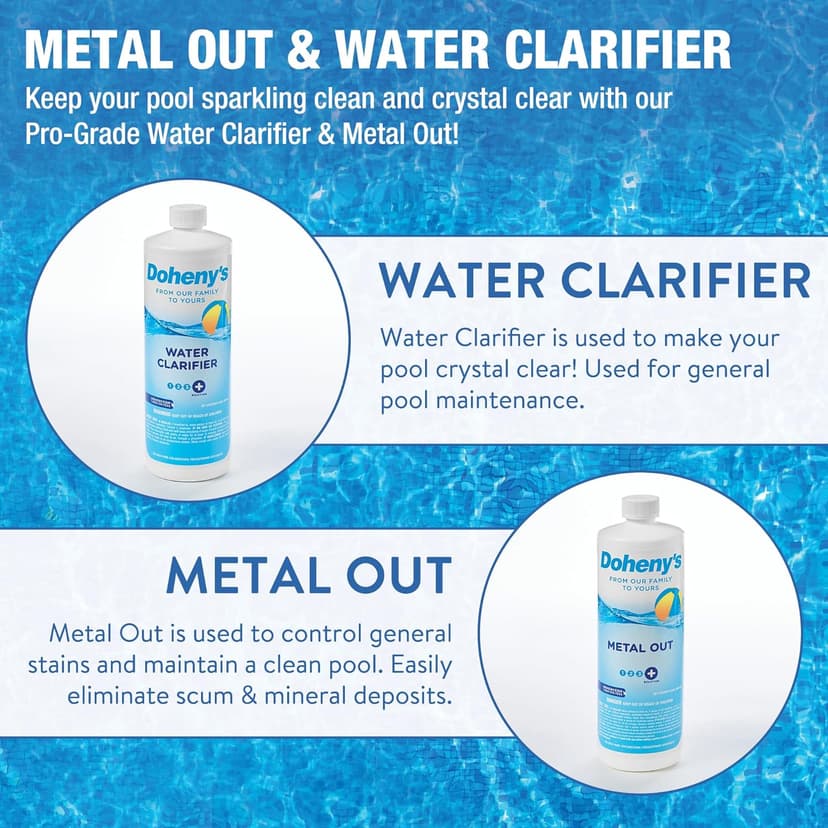 Doheny's Ultimate Pool Opening Start-Up Kit | Includes Metal Out, Spring Control, Clarifier & Super Shock | Prevents Stains, Rust & Scale | Free Test Strips | Pro-Grade Pool Chemicals