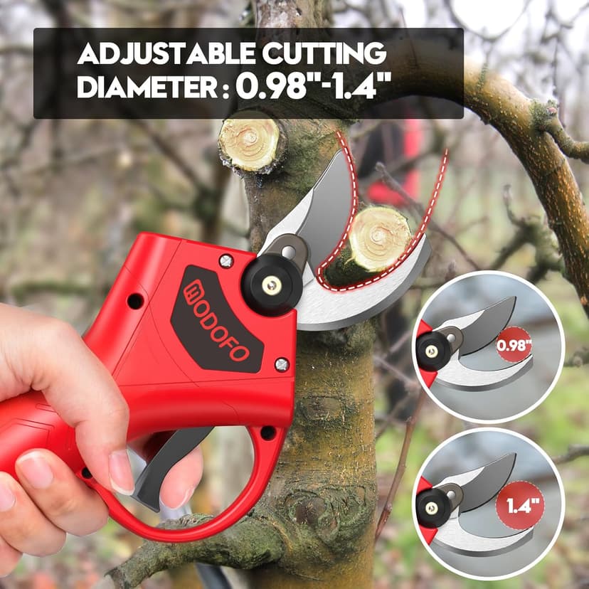 Electric Pruning Shears, Upgraded 1.4'' Cutting Diameter Powerful Brushless Motor Cordless Pruning Shears with 2PCS Rechargeable Batteries for Gardening Tree Branch