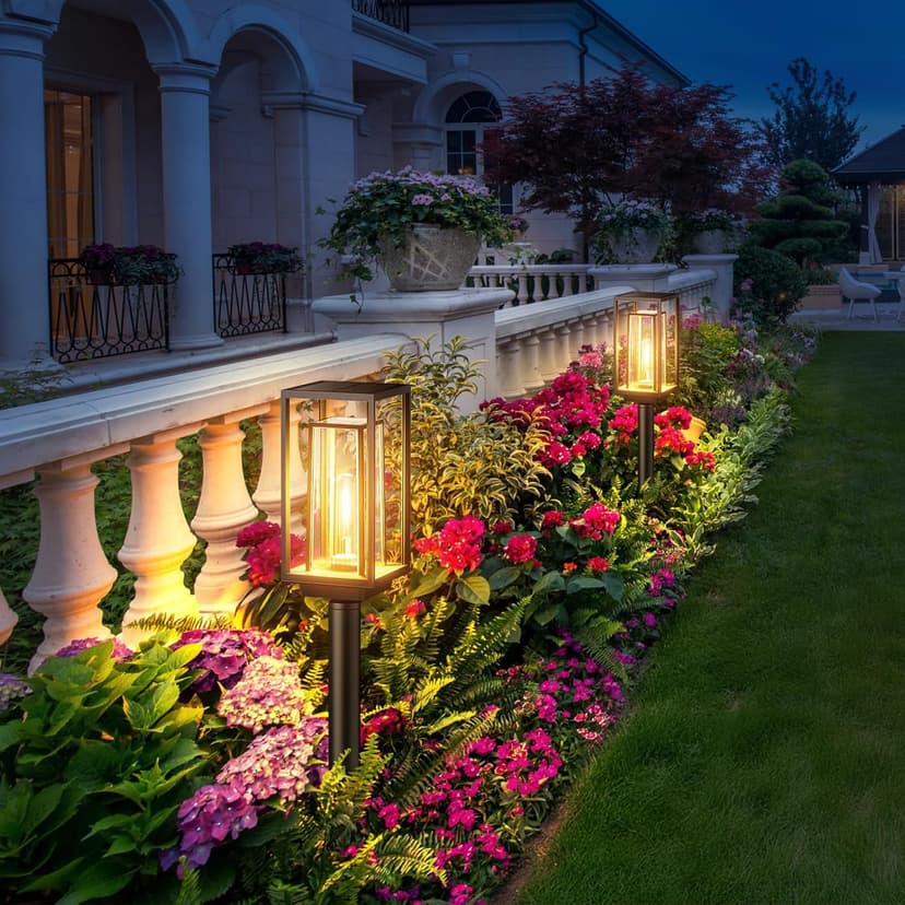 Bright Solar Pathway Lights Outdoor, Large Panel Solar Lights Waterproof, Auto On/Off, Over 12 Hours Runtime, Garden Light, Lighting for Path Yard Walkway Driveway Decor, 4 Pack