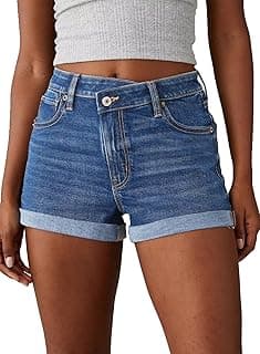 Sidefeel Women's Jean Shorts High Waisted Stretchy Casual Rolled Hem Zimbaplatinum Denim Shorts