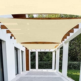 Patio Paradise 16' x 20' Tan Beige Sun Shade Sail Rectangle Canopy - Permeable UV Block Fabric Durable Patio Outdoor - Customized Available