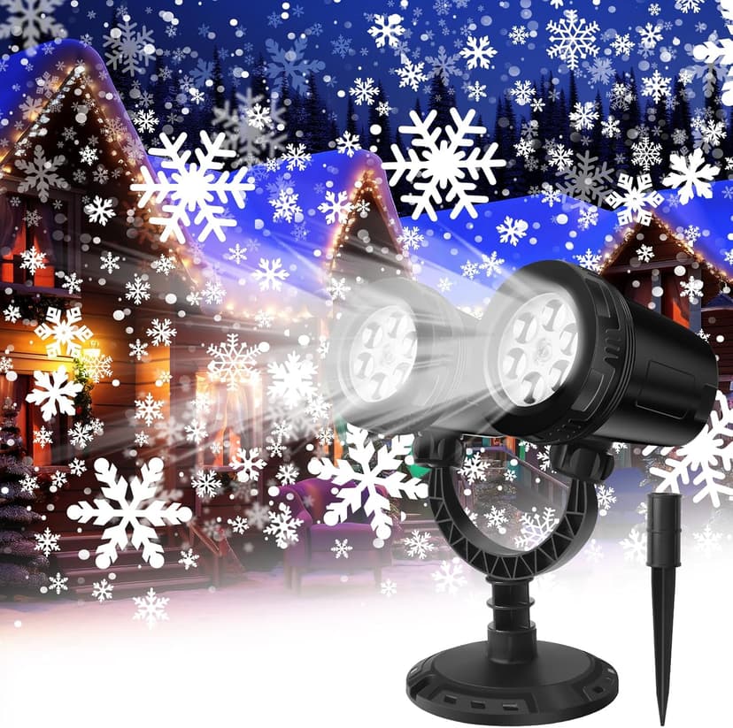 Christmas Projector Lights Outdoor, Clearer Snowflake Projector Lights IP65 Waterproof, LED Rotating Snowfall Decor Lamp for Xmas Holiday Wedding Indoor Party New Year Garden Decorations