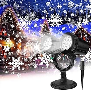 Christmas Projector Lights Outdoor, Clearer Snowflake Projector Lights IP65 Waterproof, LED Rotating Snowfall Decor Lamp for Xmas Holiday Wedding Indoor Party New Year Garden Decorations
