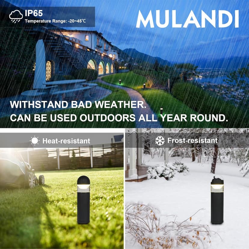 LED Landscape Bollard Pathway Light, 2W, DC 12V Low Voltage Path Lighting Outdoor Waterproof, Die-Casted Aluminum Housing for Garden Light, 3000K Warm White Pack of 4