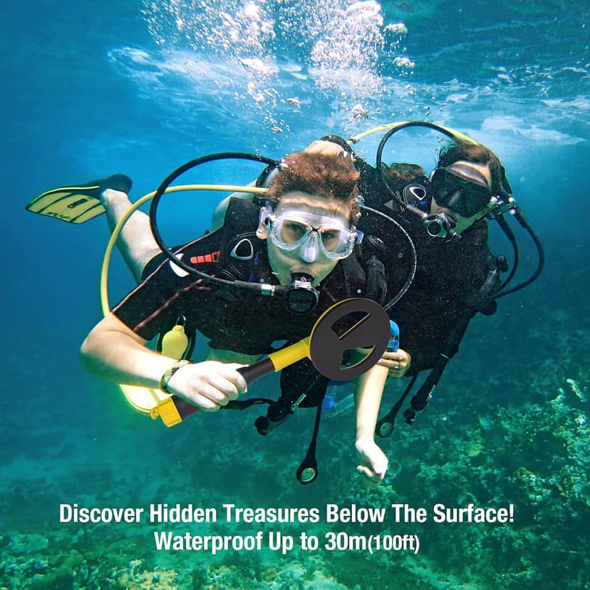 Underwater Metal Detector Handheld,100 Feet Fully Waterproof Metal Detector for Adults,Mini Gold Finder Pulse Induction with LED and Power Indicator for Scuba Diving Beach Backyard Treasure