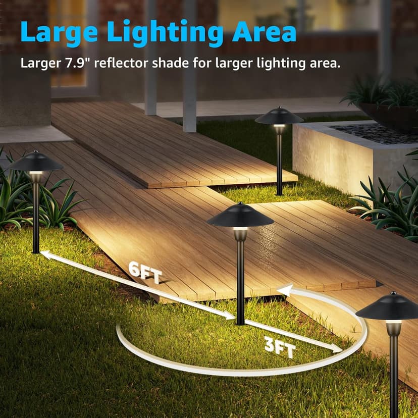 SUNVIE LED Landscape Lights 12V Aluminum Low Voltage Pathway Lights with Stake, Waterproof for Walkway Yard Garden, 12 Pack with Connectors