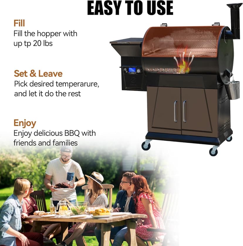 Z GRILLS Wood Pellet Grill and Smoker with Double-wall Insulation Structure, 697 SQ.IN, Bronze