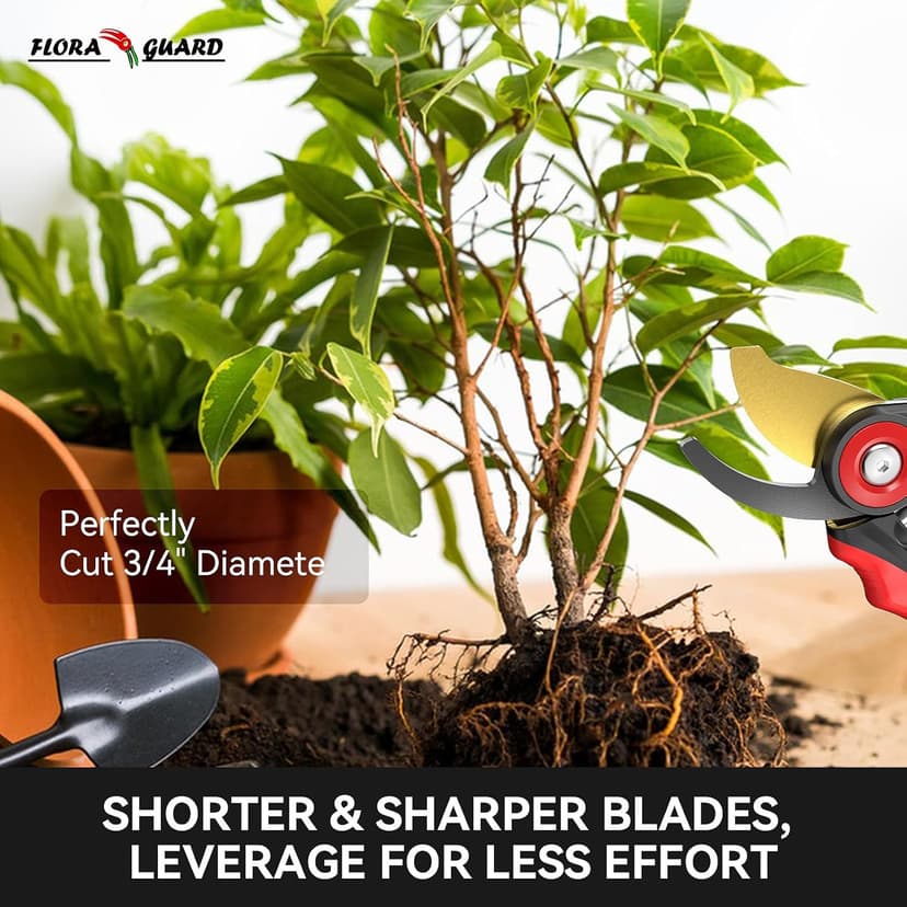 FLORA GUARD Bypass Pruning Shears, Garden Shears Heavy Duty Tree Trimmers & Garden Clippers with Ergonomic Handle, Ideal Hand Pruners for Gardening, Shrubs & Branch Cutting.（HC177）