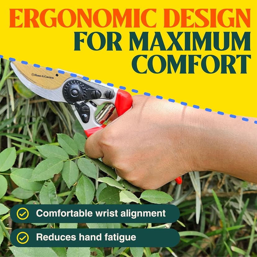EnduroPRO Ergonomic Bypass Pruners - Professional Titanium Garden Shears - Heavy Duty Hand Pruning Scissor, Tree Trimmer, Gardening Tool, Branch, Hedge, Rose, Shrub & Bush Clippers