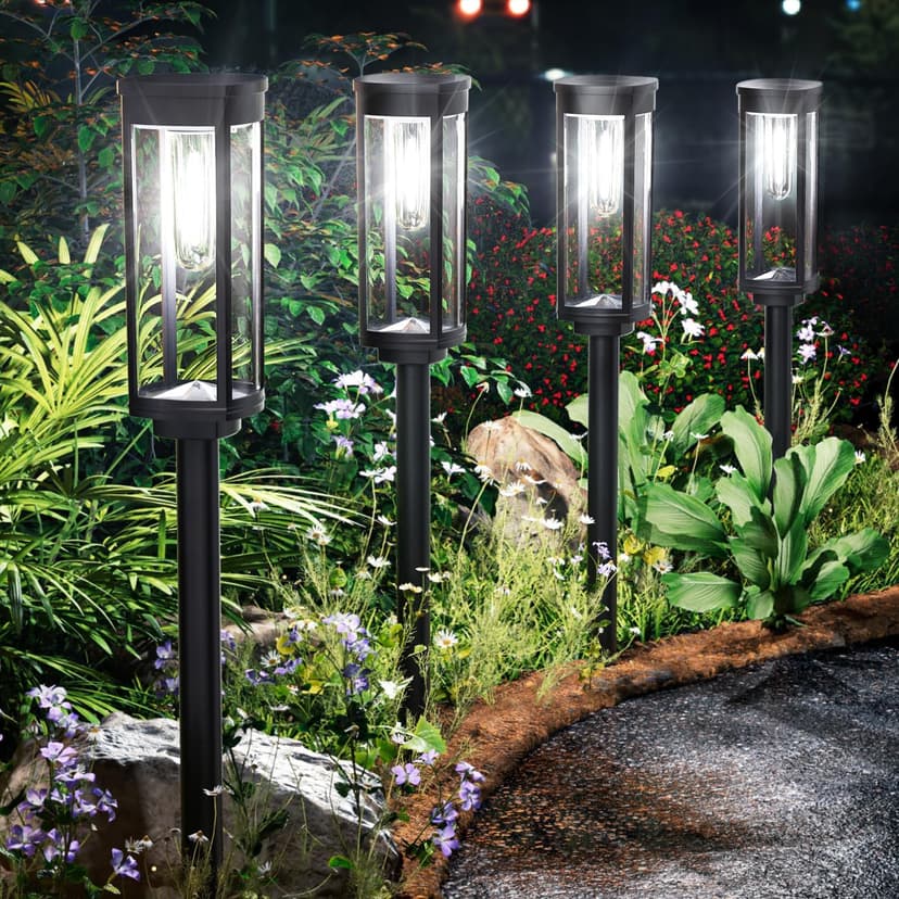 Solar Pathway Lights Outdoor Powered Waterproof 8 Pack Upgraded Solar Walkway Landscape Lighting Outside Driveway Light,Auto Dusk to Dawn On/Off for Yard Lawn Patio Decor (Cool White)