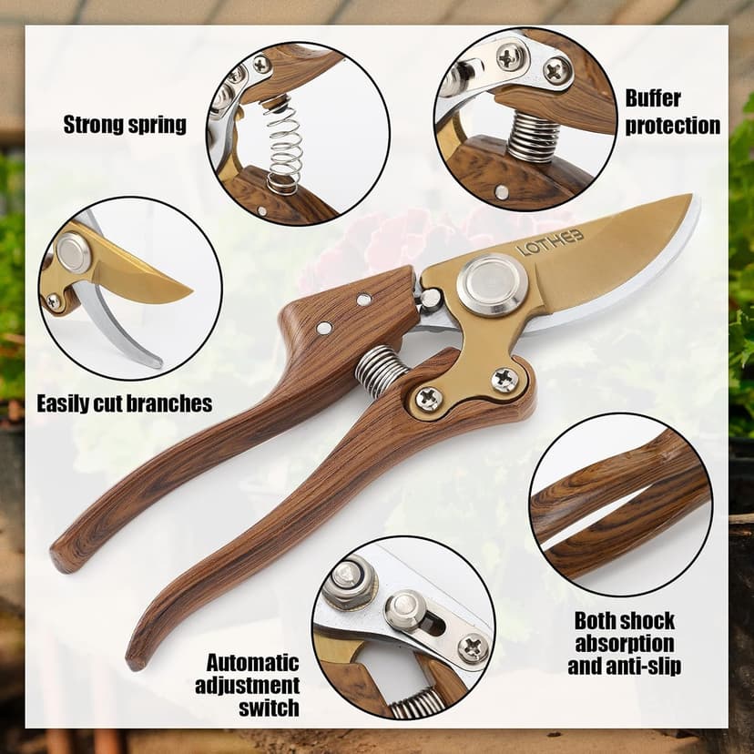 Lothee Japanese Gardening Scissors Made in Japan, Carbon Steel Flower Pruning Shears Heavy-duty Gardening Scissors, for Pruning Plants