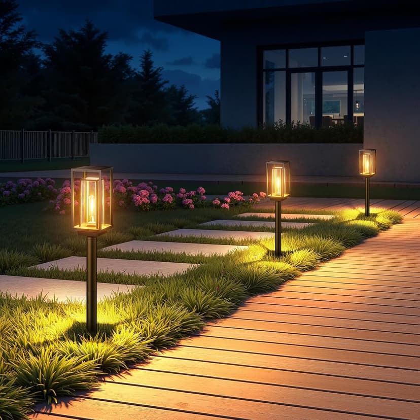 Bright Solar Pathway Lights Outdoor, Large Panel Solar Lights Waterproof, Auto On/Off, Over 12 Hours Runtime, Garden Light, Lighting for Path Yard Walkway Driveway Decor, 4 Pack