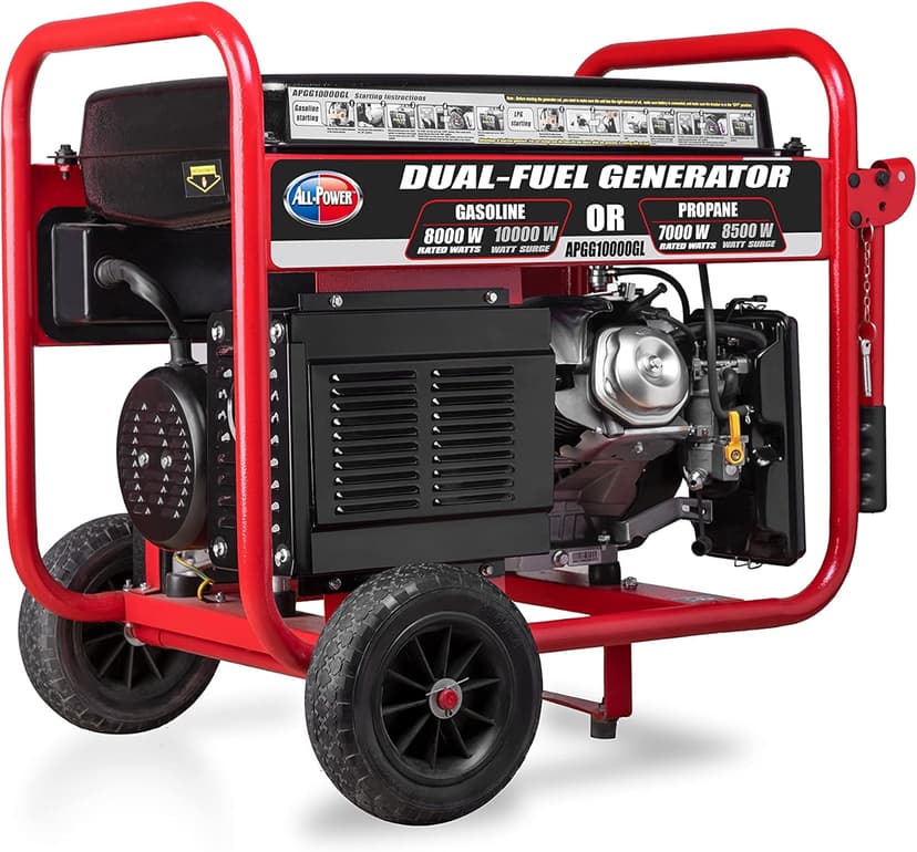 All Power, APGG10000-10,000 Watt Starting Power Generator JD Engine Gasoline Electric Start Portable Wheel Steel Frame