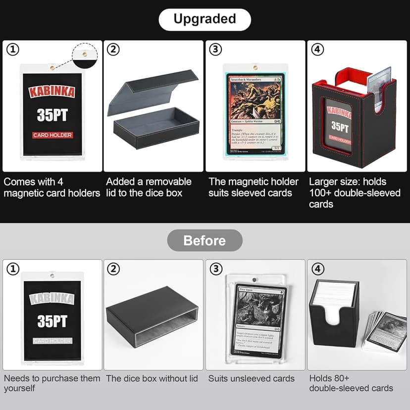 Card Deck Box for MTG with Commander Display, 5 in 1 Trading Card Storage Box Fits 400+ Double-sleeved Cards, Removable Deck Case for TCG/Sports Cards with Dice Tray, 4 Magnetic Card Holders(Colorful)