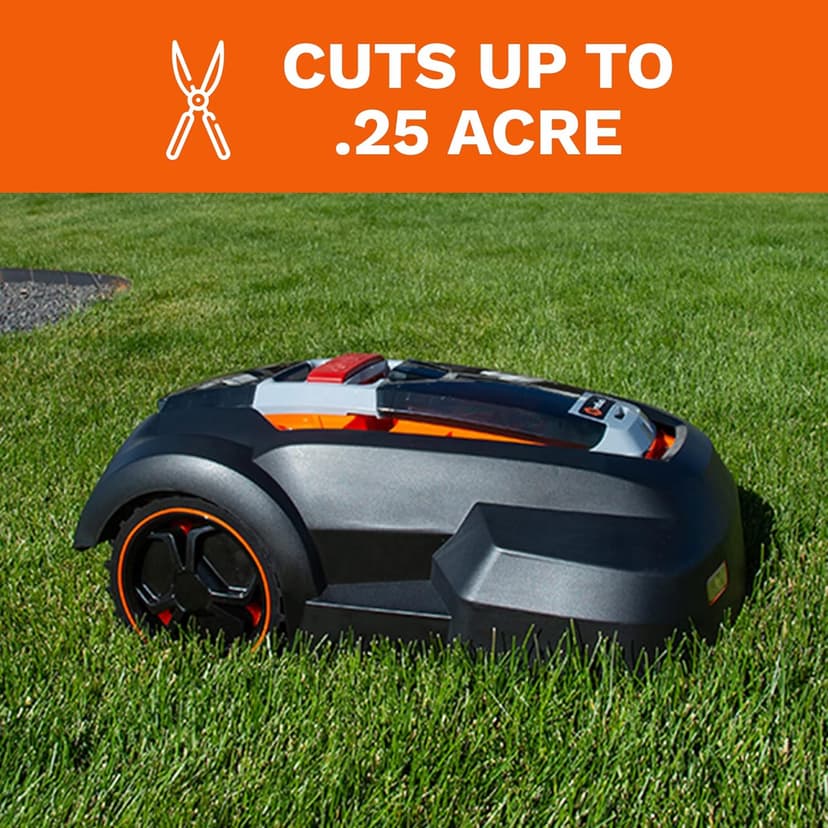 Robot Lawn Mower, Updated 2024 Programming, Self Installation Kit Included, Mows Up to 1/4 Acre, 50% Slope, Low Noise (65dBA) and Rain Sensor