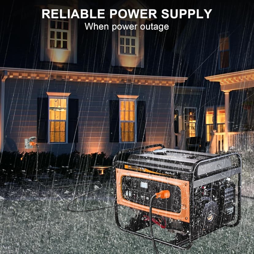 25 Ft 30 Amp 4 Prong Generator Extension Cord, NEMA L14-30P to L14-30R, 4×10 Gauge STW 125/250V Up to 7500W Generator Cable, ETL Listed