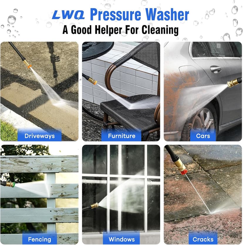 Electric Pressure Washer, 2.5 GPM Power Washer with 4 Quick Connect Nozzles, High Pressure Cleaning Machine with Foam Cannon for Cars/Fences/Driveways/Patios/Home Cleaning